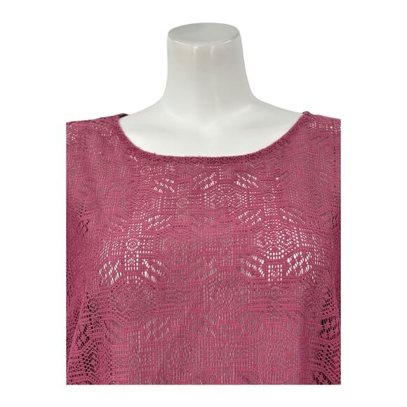 Akemi + Kin Anthropologie‎ Top Womens XS Small Bratton Lace Mauve Oversized Boho - Picture 2 of 8